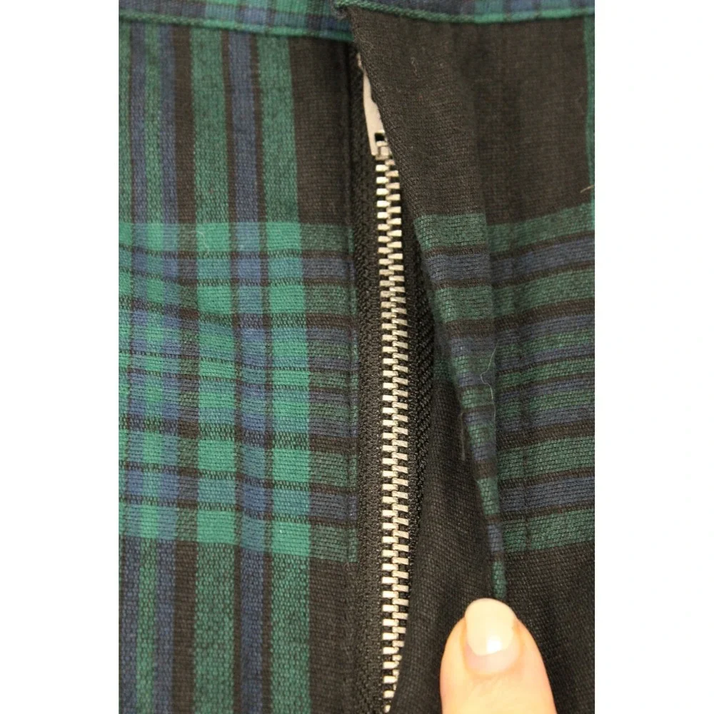 Free Assembly Women Green Black Plaid Double Breasted Blazer and Pants Suit Set